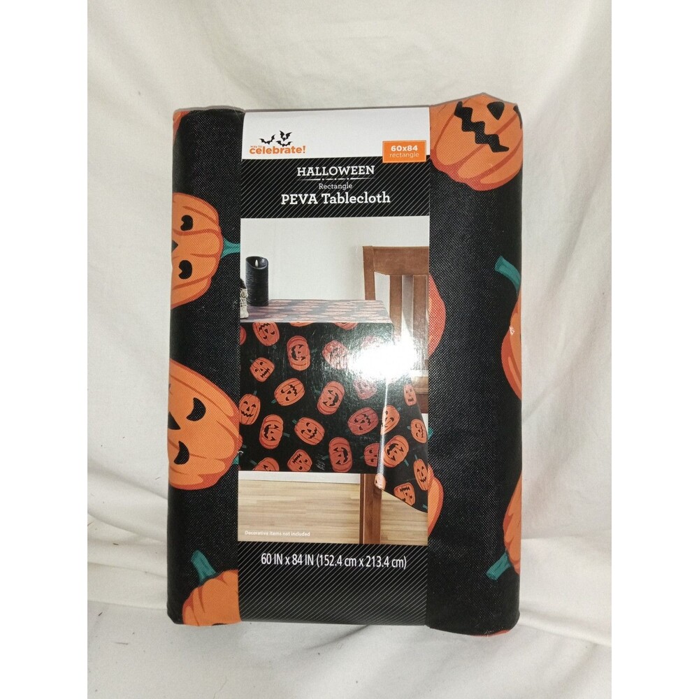 Way To Celebrate Halloween Spooky Pumpkin Gothic Décor Tablecloth 60" x  84
